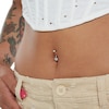 Thumbnail Image 2 of 10K Semi-Solid White Gold CZ Solitaire Short Curve Belly Button Ring - 14G 3/8&quot;