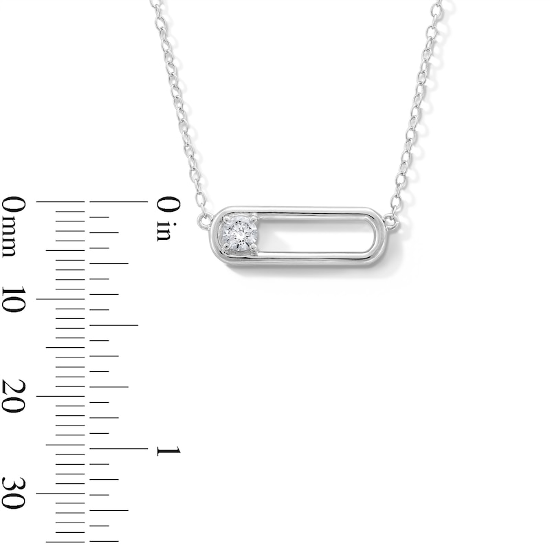 Main Image 6 of Sterling Silver CZ Paper Clip Pendant - 16&quot; + 2&quot;