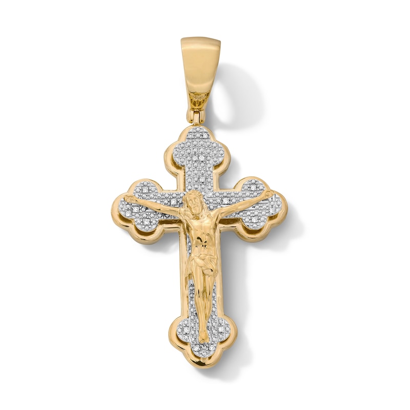 Main Image 1 of 14K Gold Plated 1/20 CT. T.W. Lab-Grown Diamond Crucifix Necklace Charm